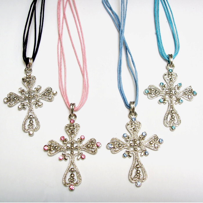 Necklace with silver cross pendant